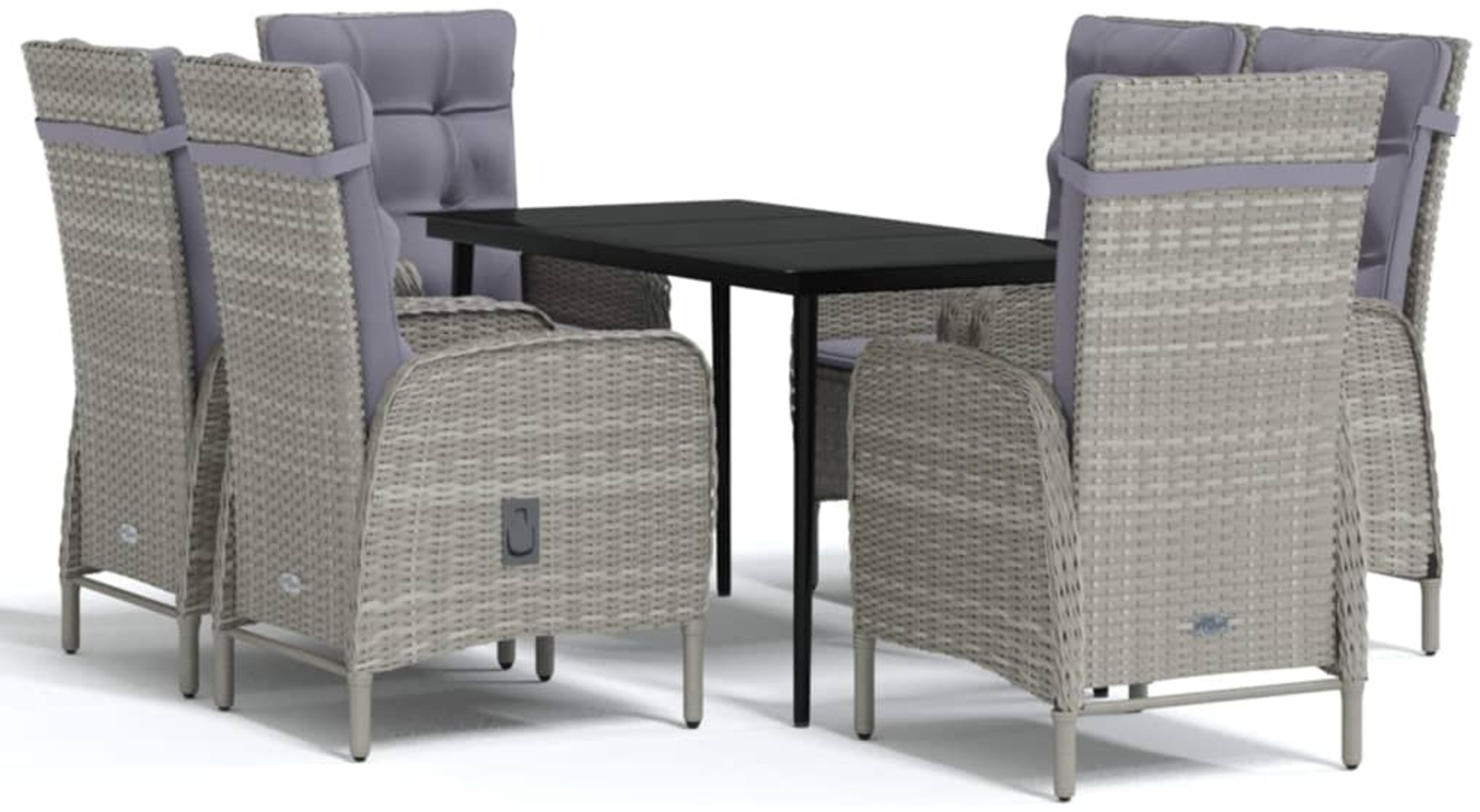 vidaXL 7-tlg. Garten-Essgruppe mit Kissen Grau und Schwarz 3099374 Bild 1