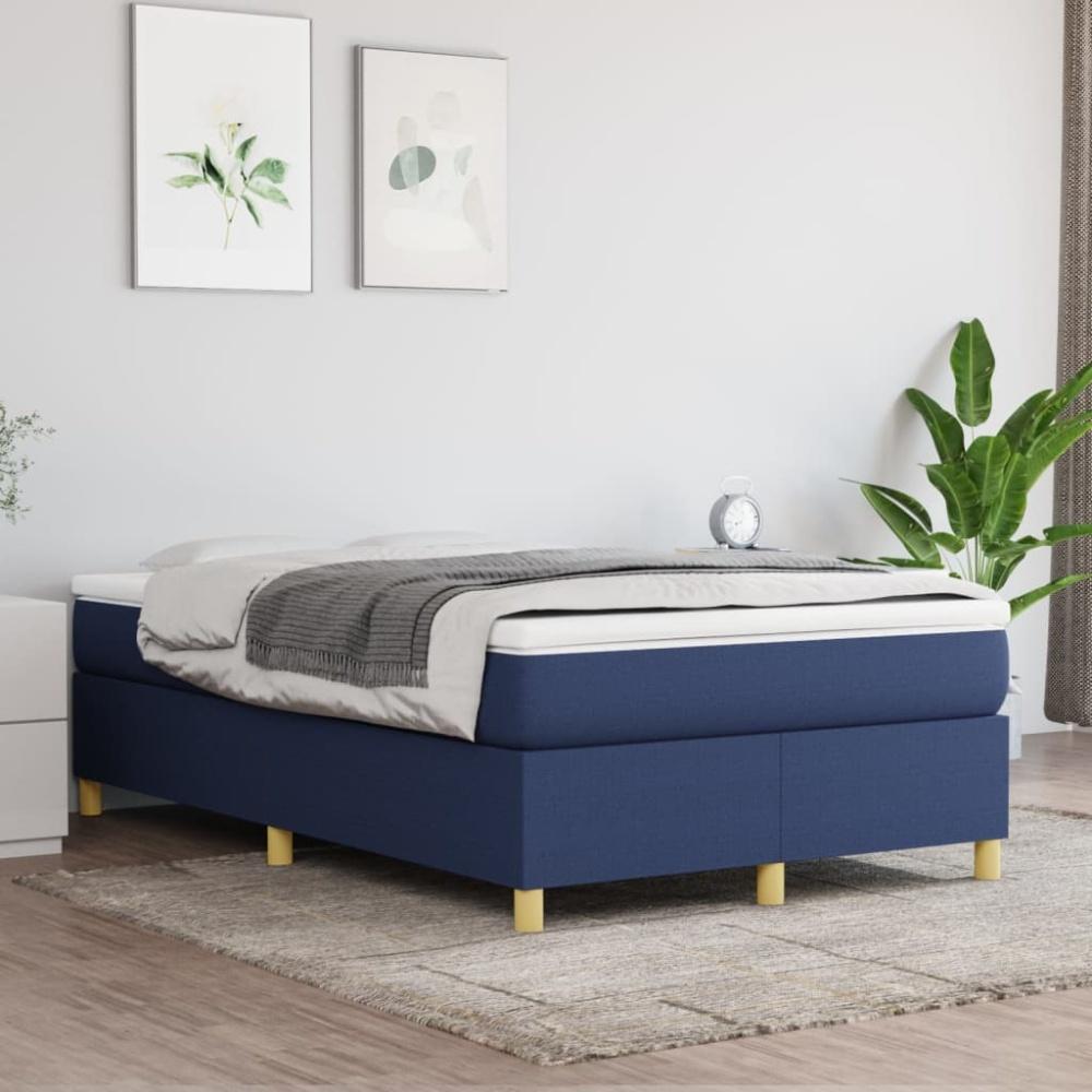 vidaXL Boxspringbett mit Matratze Blau 120x200 cm Stoff, Härtegrad: H2 [3144512] Bild 1