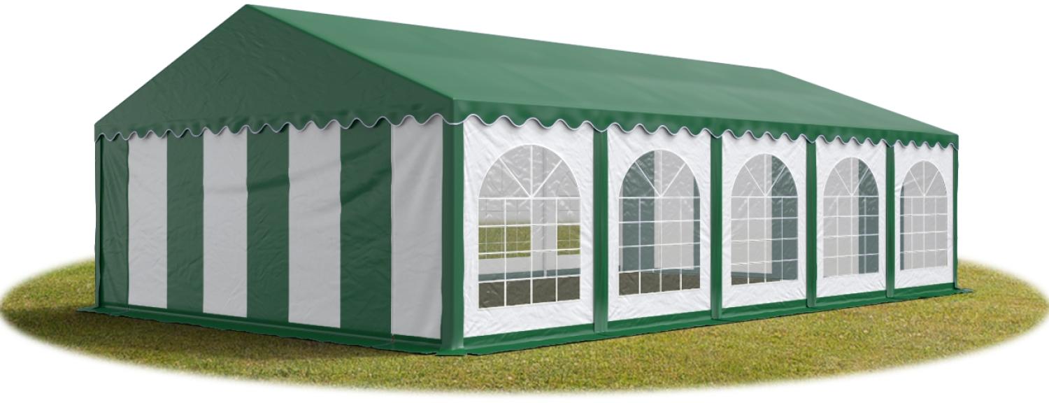 Festzelt Partyzelt 5x10 m PREMIUM, hochwertige PVC Plane 750 N mit grünem Dach 100% wasserdicht mit Bodenrahmen Bild 1