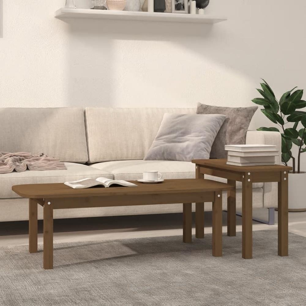 vidaXL 2-tlg. Couchtisch-Set Honigbraun Massivholz Kiefer 822365 Bild 1