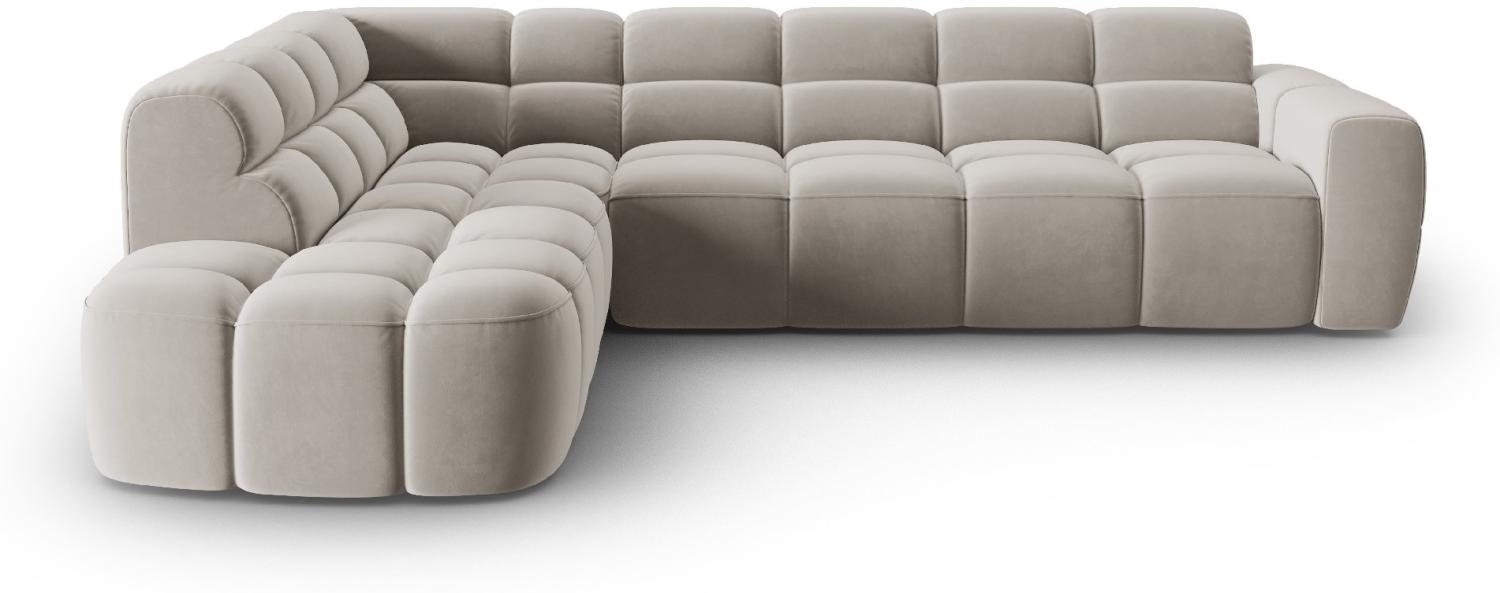 Micadoni Ecksofa Lisa 5-Sitzer Links Samtstoff Helles Beige Bild 1