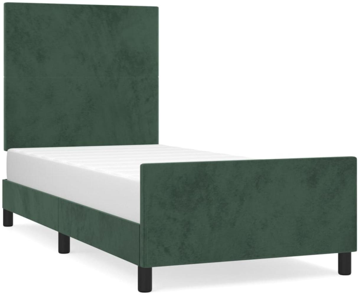 Bettgestell mit Kopfteil Samt Dunkelgrün 80x200 cm Bild 1