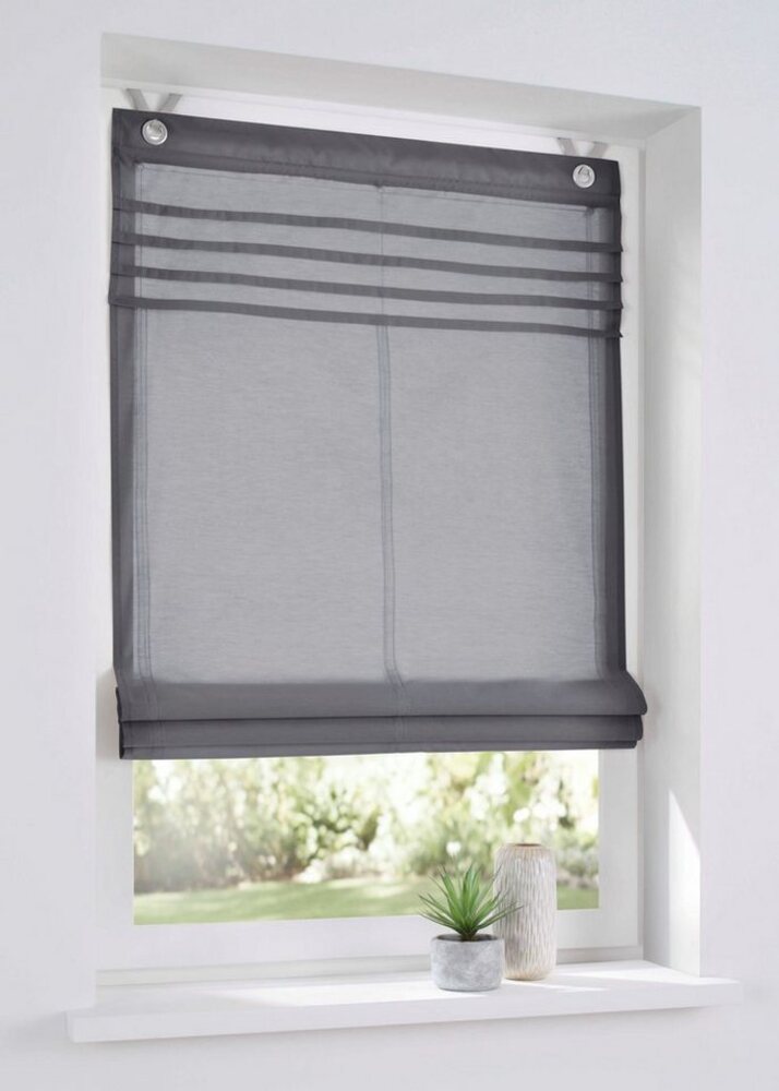 Kutti Raffrollo Kessy Biese, mit Hakenaufhängung, ohne Bohren, halbtransparent, Baumwolle, Polyester, Hakenaufhängung Bild 1