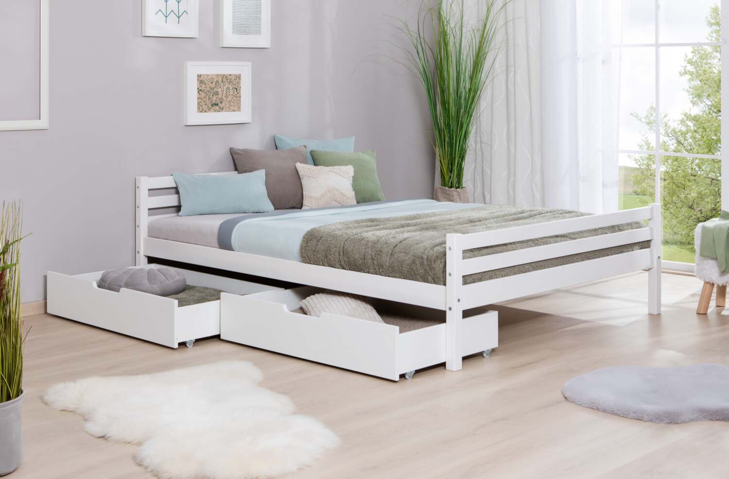 Doppelbett "Nadine" 140x200 Kiefer massiv Bild 1