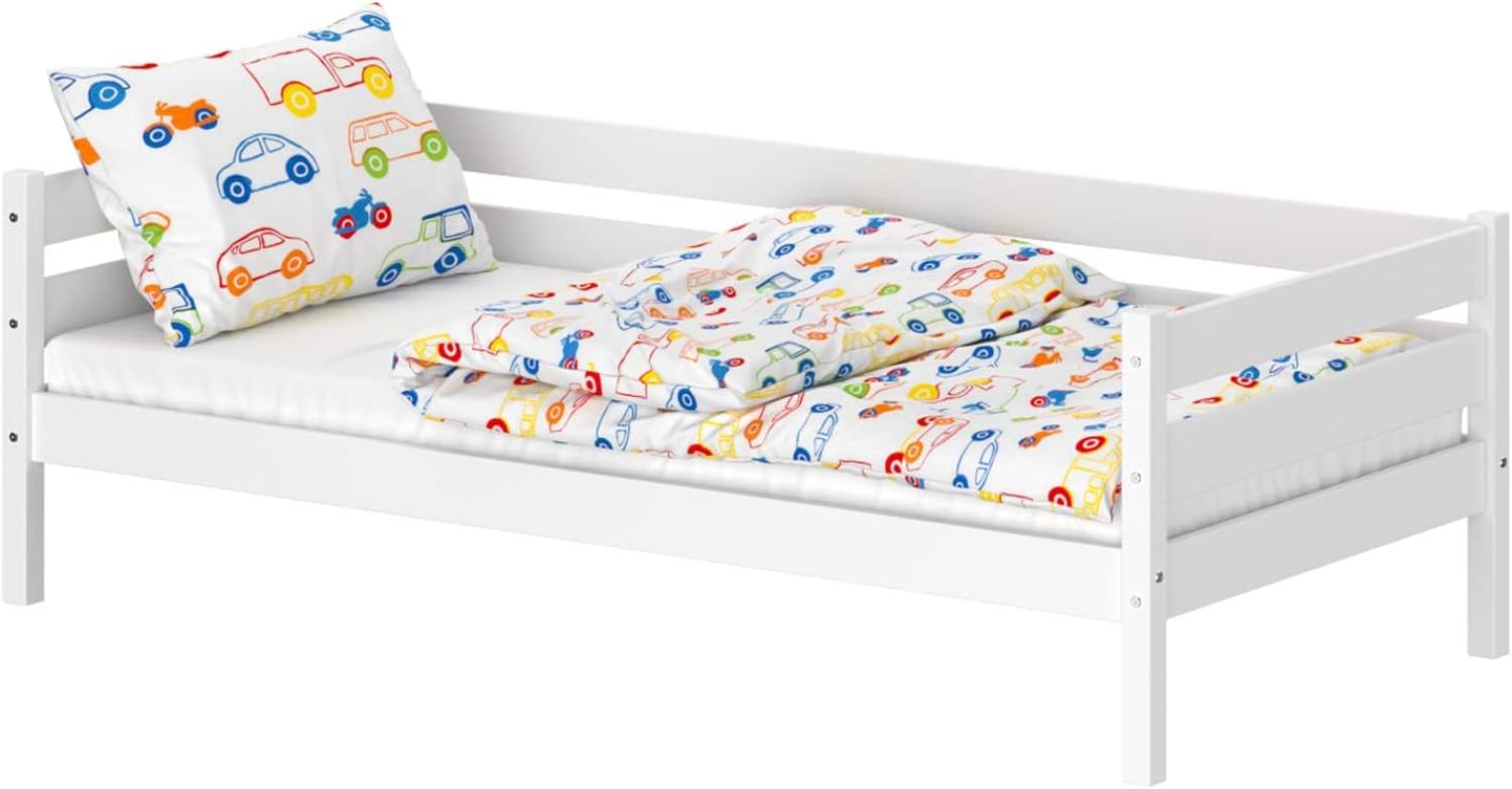 WNM Group Kinderbett fr Mdchen und Jungen Kaira - Jugenbett aus Massivholz - Hohe Qualitt Bett 160x80 cm - Wei Bild 1