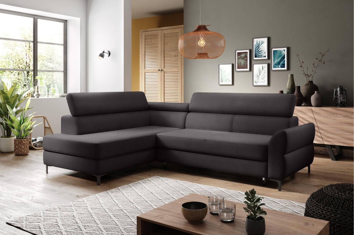 Stylefy Remondini Ecksofa Strukturstoff Graphit Links Bild 1