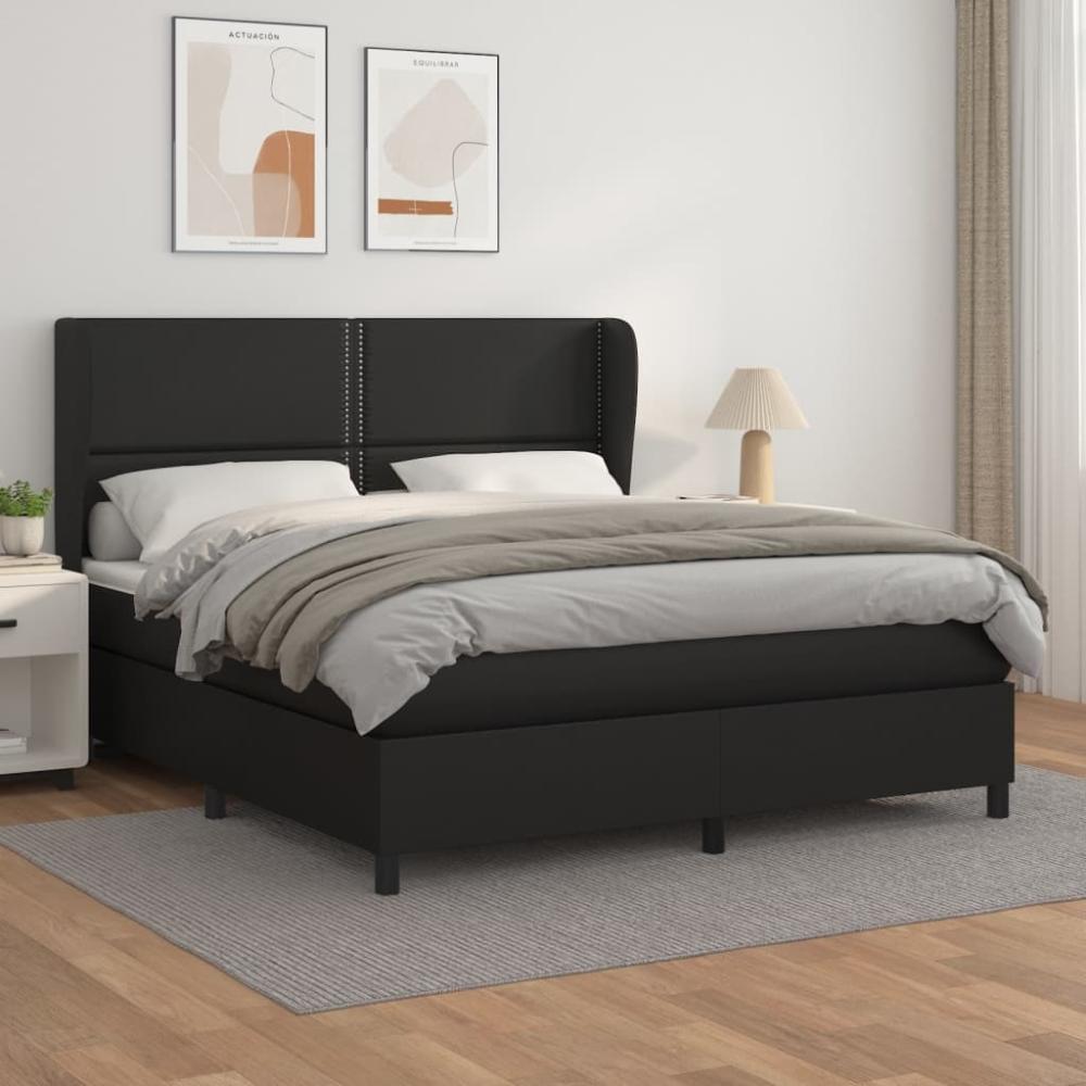 vidaXL Boxspringbett mit Matratze Schwarz 160x200 cm Kunstleder 3128979 Bild 1