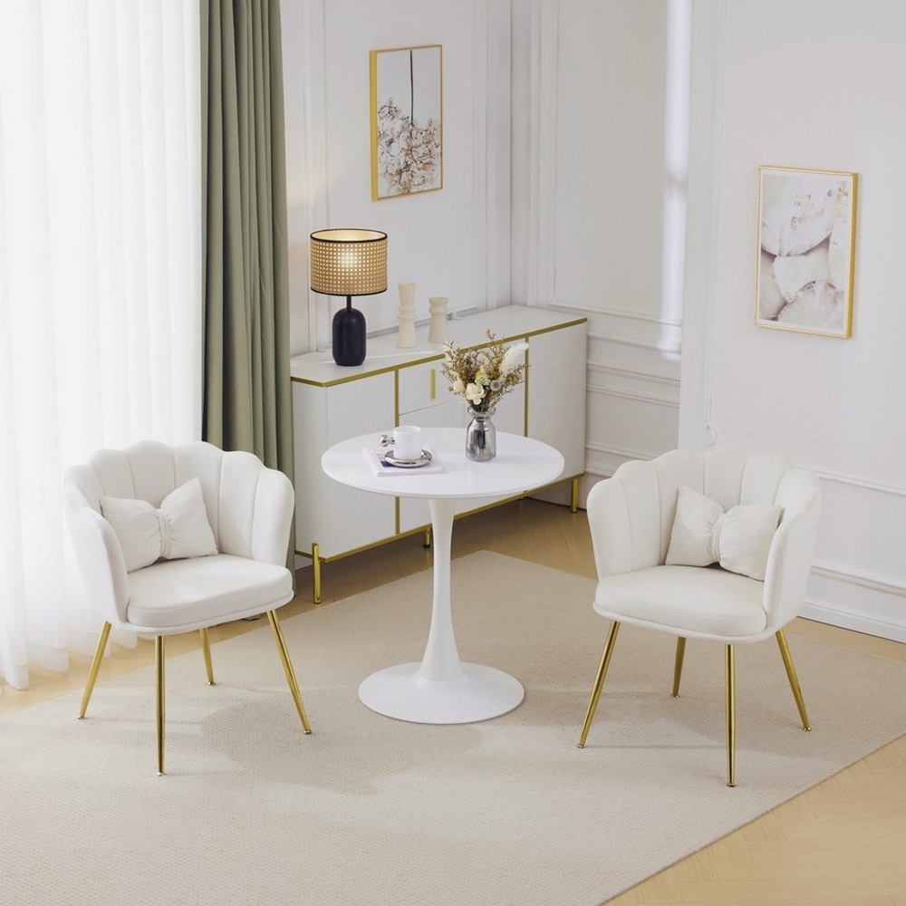 HAUSS SPOLE Esszimmerstuhl Polsterstuhl Relaxsessel mit Dekokissen, Metallbeinen Gold, Samt (Freizeitsessel mit Kissen,Sessel,Ohrensessel,Armlehnstuhl, 2 St), für Wohnzimmer, Schlafzimmer, Büro, Wartezimmer. Bild 1