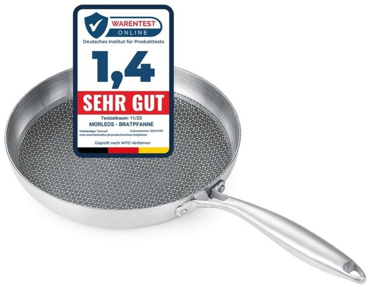 Morleos Bratpfanne Wabenbratpfanne Antihaftbeschichtung Gas Induktion Elektro Kratzfest, Edelstahl, Ø22 cm Bild 1