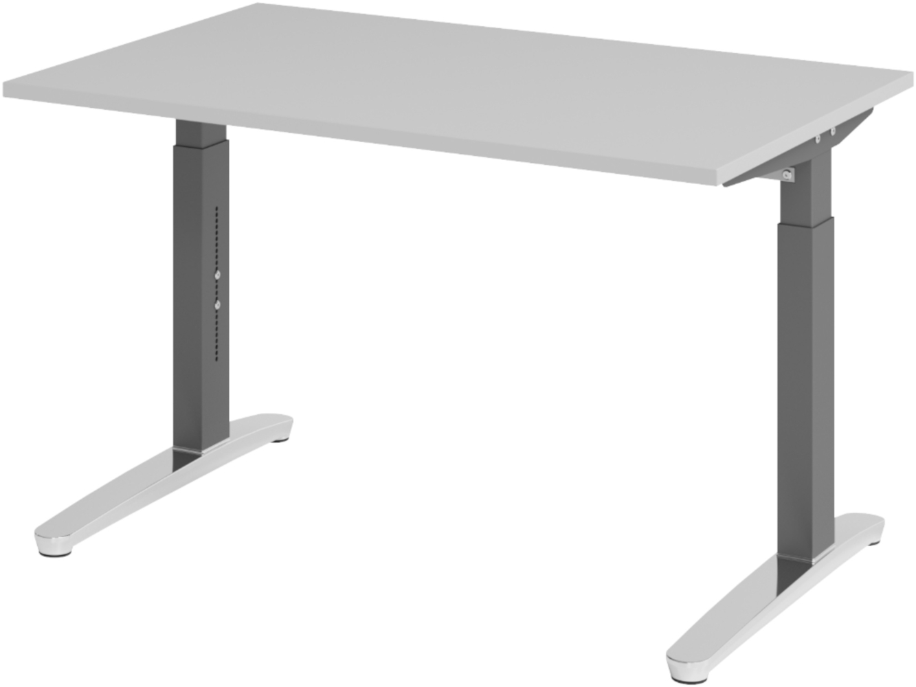 bümö manuell höhenverstellbarer Schreibtisch 120x80 in grau, Gestell in graphit/alu - PC Tisch höhenverstellbar & klein, höhenverstellbarer Tisch Büro, kleiner Computertisch verstellbar, X12-5-GC Bild 1