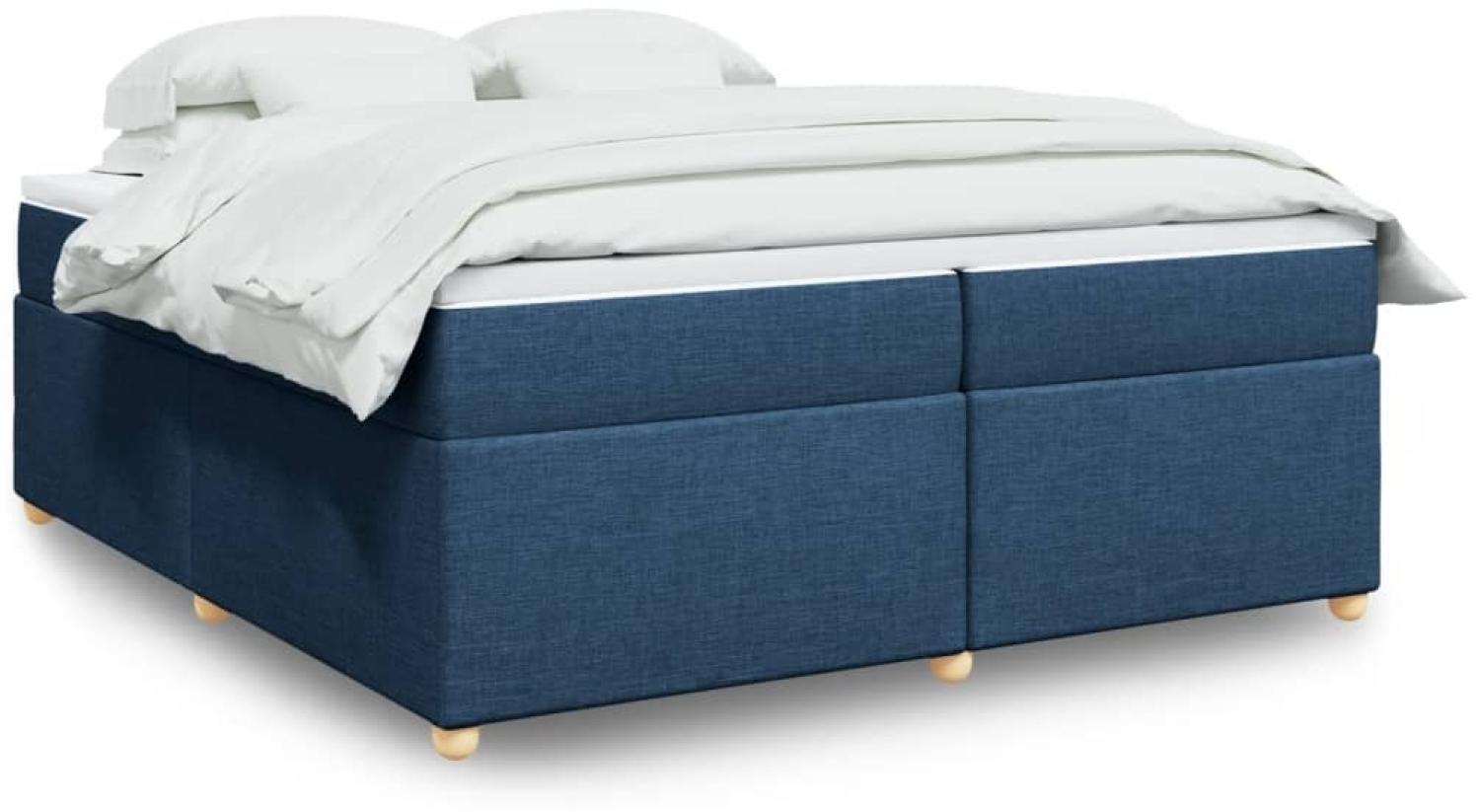 vidaXL Boxspringbett mit Matratze Blau 200x200 cm Stoff 3285407 Bild 1