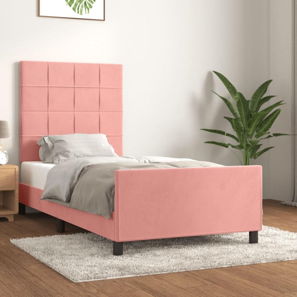 vidaXL Bettgestell mit Kopfteil Rosa 90x190 cm Samt 3125732 Bild 1