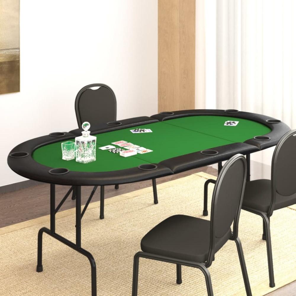 vidaXL Pokertisch Klappbar 10 Spieler Grün 206x106x75 cm 80402 Bild 1