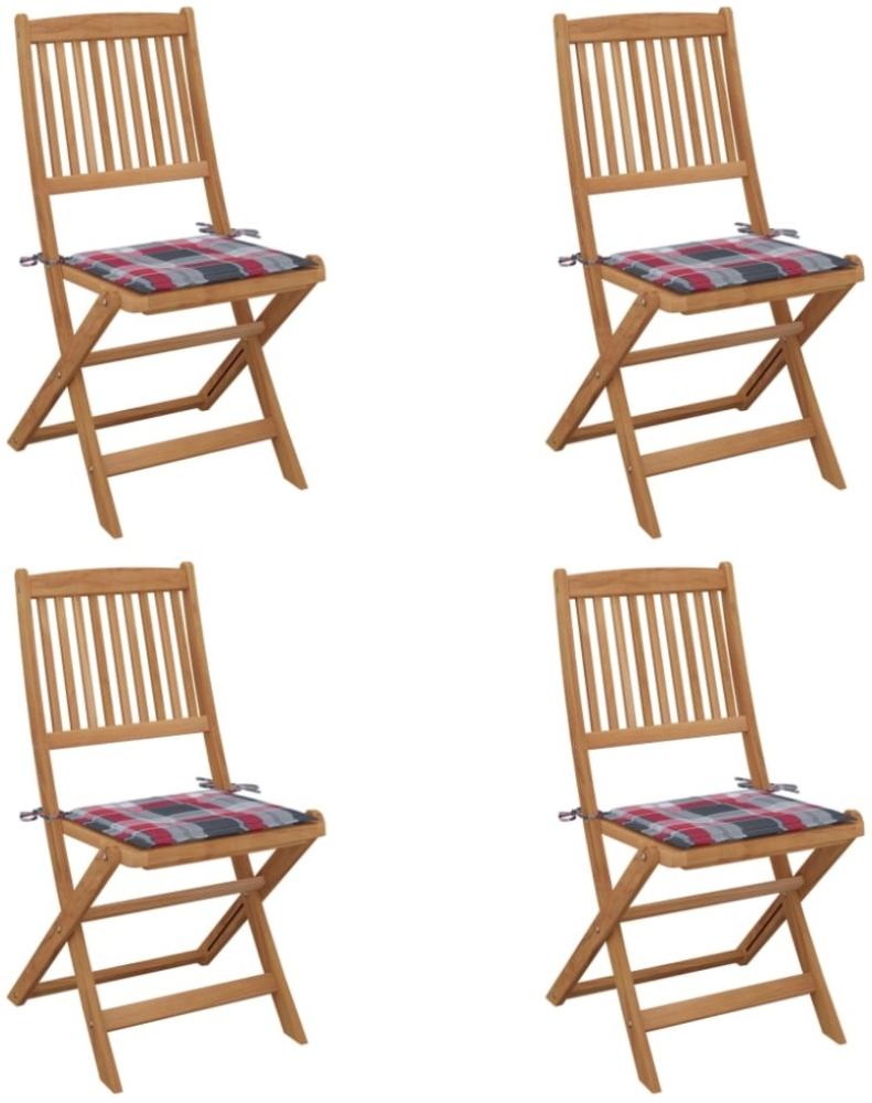 vidaXL Klappbare Gartenstühle 4 Stk. mit Kissen Massivholz Akazie 3064684 Bild 1
