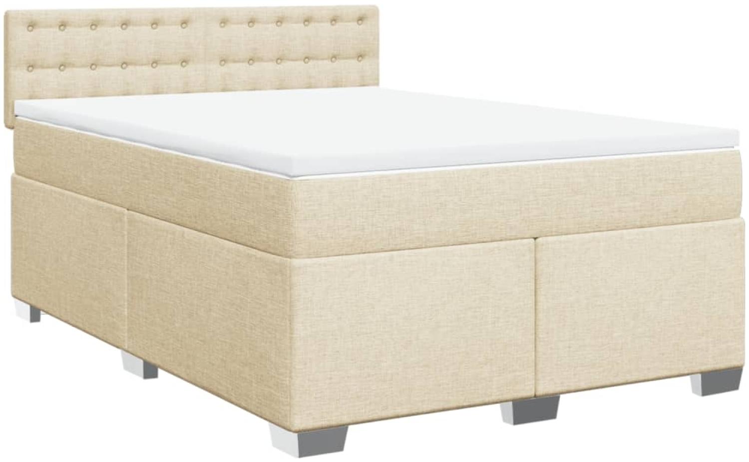 vidaXL Boxspringbett mit Matratze Creme 140x190 cm Stoff 3285902 Bild 1