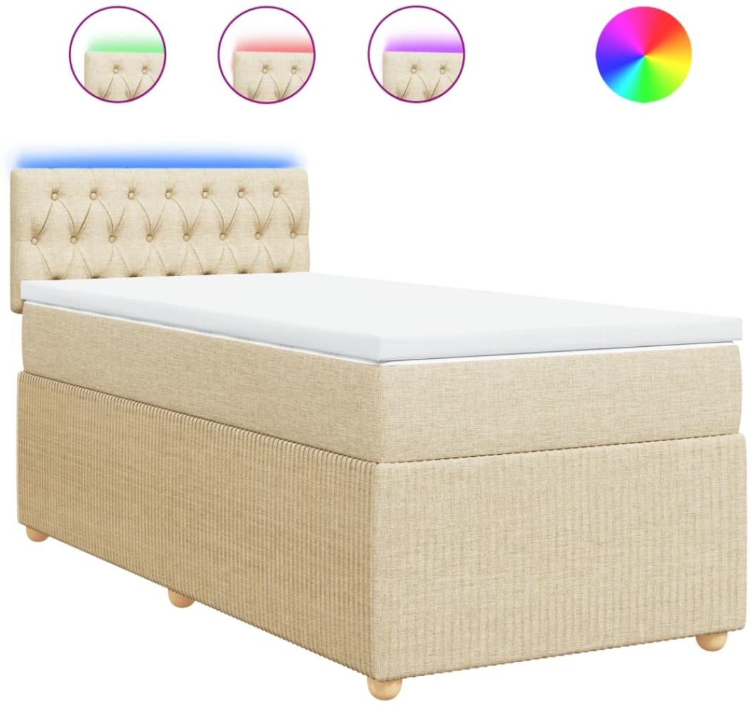 vidaXL Boxspringbett mit Matratze Creme 90x190 cm Stoff 3289623 Bild 1