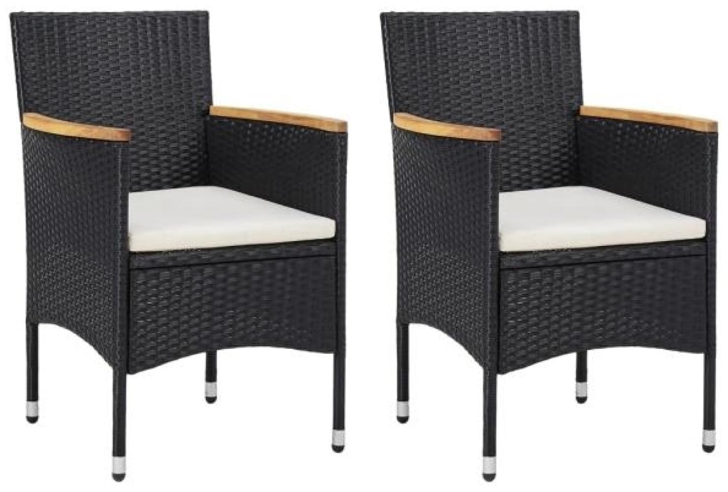 vidaXL Garten-Essstühle 2 Stk. Poly Rattan Schwarz 46181 Bild 1