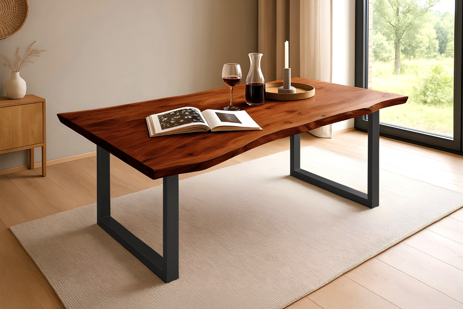 Esstisch Baumkante massiv Akazie nussbaum 140 x 80 schwarz QUINN 61854169 Bild 1