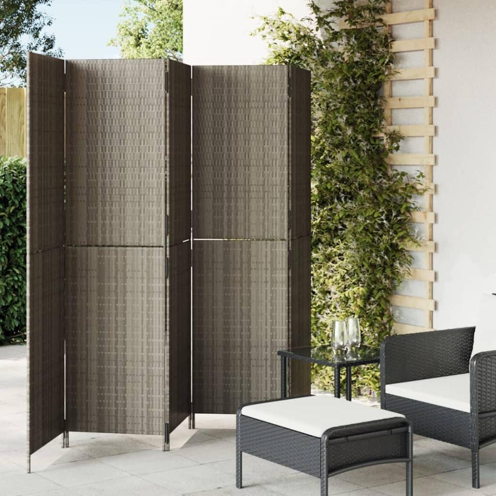 vidaXL Paravent 5-tlg. Grau Poly Rattan 365350 Bild 1