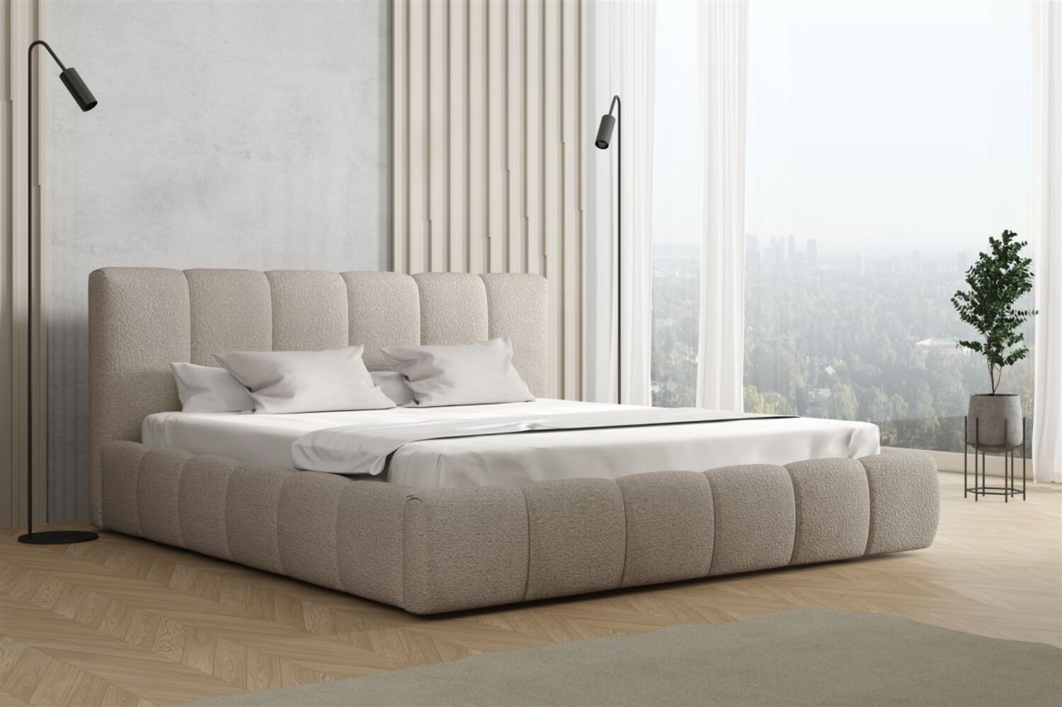 Polsterbett Doppelbett GIULIA 160x200cm Stoff Freya Cappuccino Bild 1