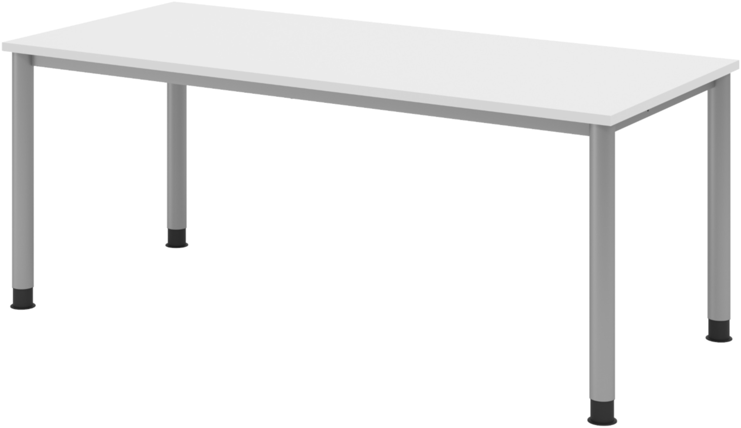 bümö höhenverstellbarer Schreibtisch H-Serie 180x80 cm in weiß, Gestell in Silber - großer PC Tisch für's Büro manuell höhenverstellbar, Computertisch verstellbar, HS-19-W Bild 1