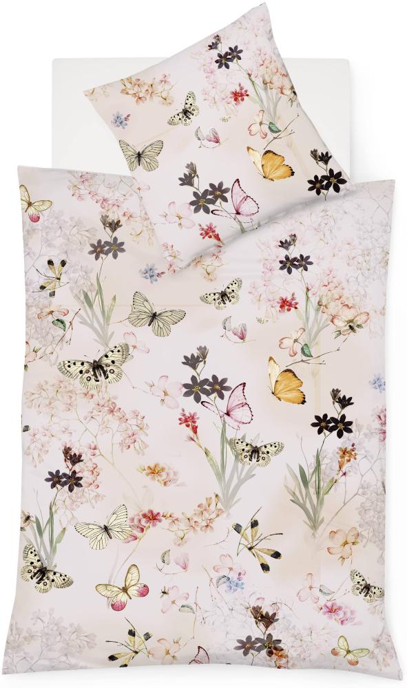 Fleuresse Mako-Satin Bettwäsche 135x200 Schmetterling Rosen Blüten rosa 114346-4 Bild 1