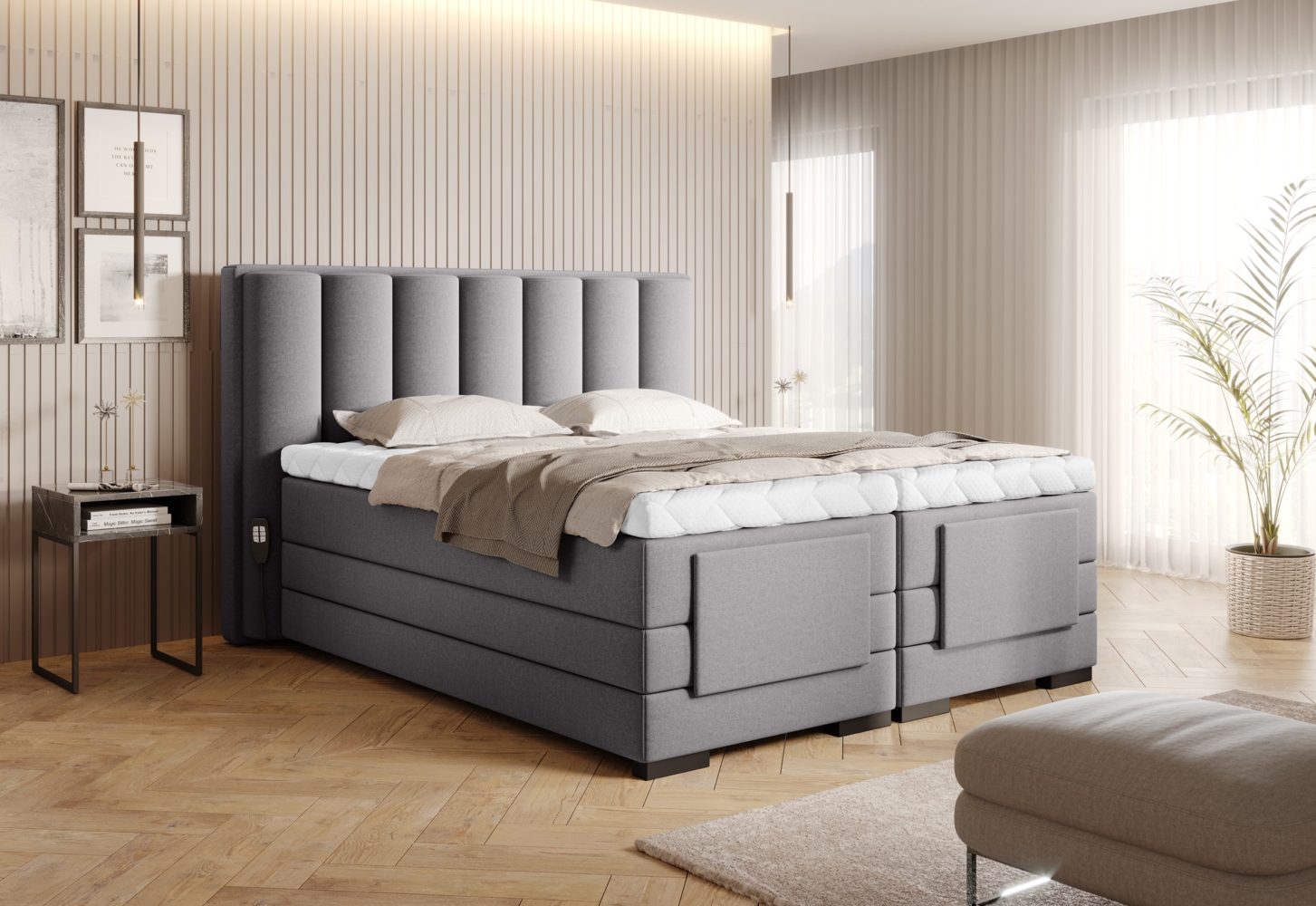 Veros 180x200, Boxspring Bett, Grau Bild 1