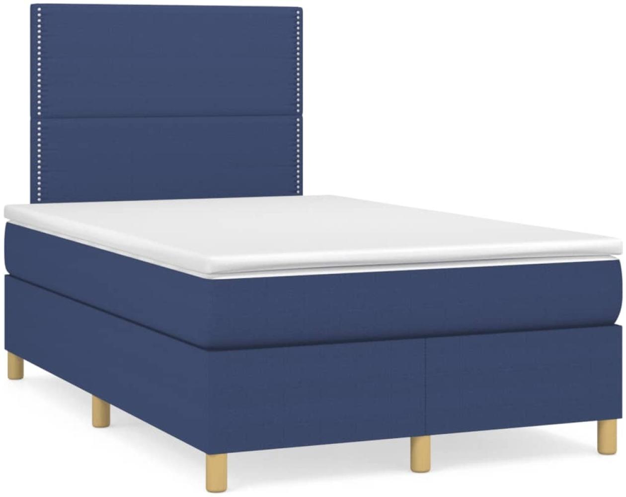 vidaXL Boxspringbett mit Matratze Blau 120x190 cm Stoff 3269929 Bild 1