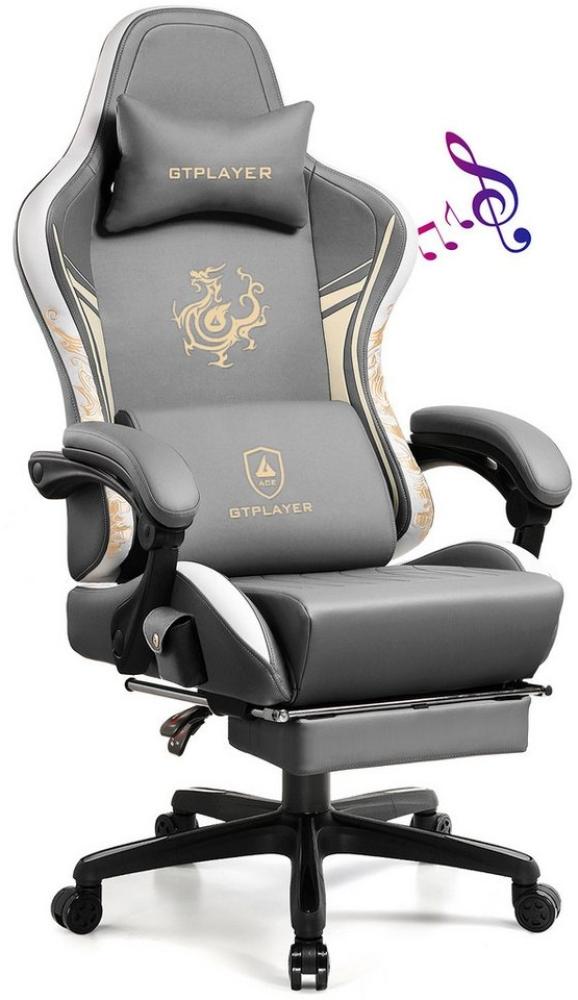 GTPLAYER Gaming-Stuhl Gamer Stuhl mit Bluetooth-Lautsprechern und Fußstütze, Dragon Series, Bürostuhl, Ergonomischer Gaming-Stuhl, Drehsessel, Computerstuhl Bild 1