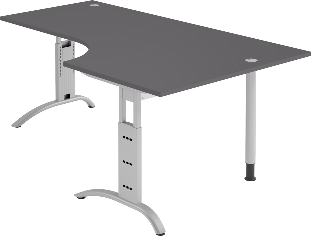 bümö manuell höhenverstellbarer Eckschreibtisch graphit, Schreibtisch L Form 200x120 cm - Eckschreibtisch höhenverstellbar, L Schreibtisch, PC-Tisch Büro, großer Computertisch, F-Serie, FS-82-G-S Bild 1