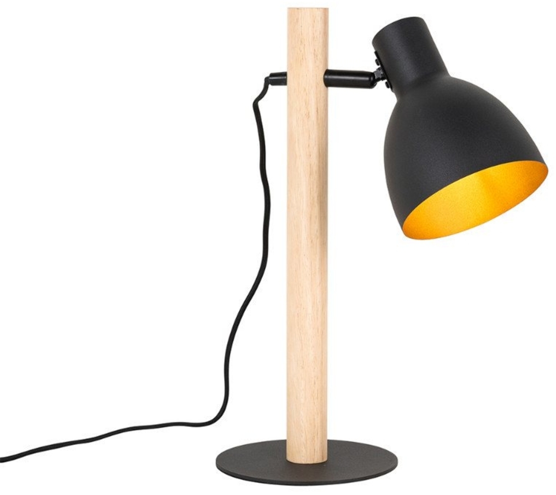 Qazqa Tischleuchte Flint, ohne Leuchtmittel, E27, Schwarz, Landhaus, Holz, 1-flammig Bild 1