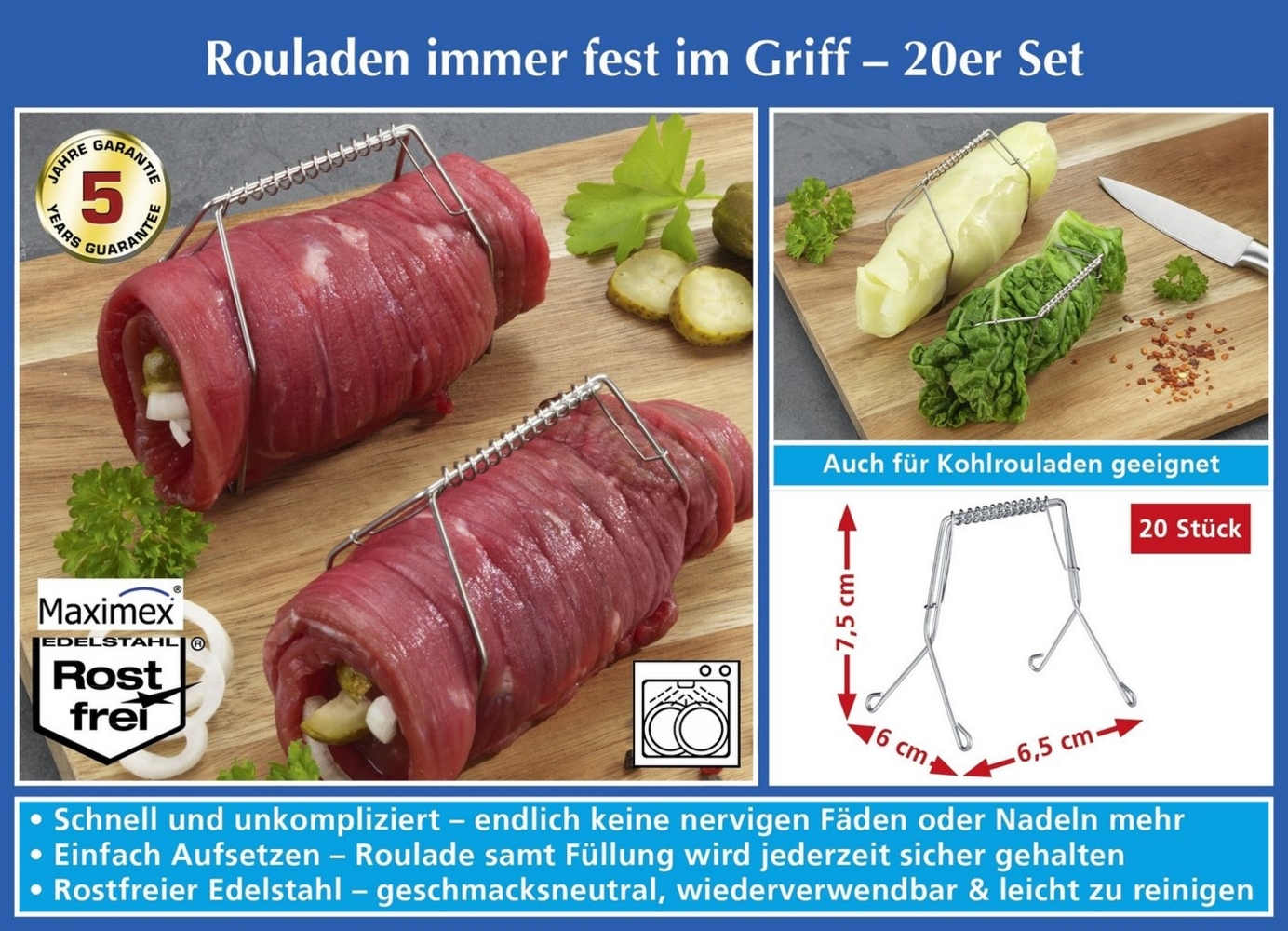 WENKO Rouladenklammer Wenko Rouladenklammern 20er Set (20-tlg) Bild 1