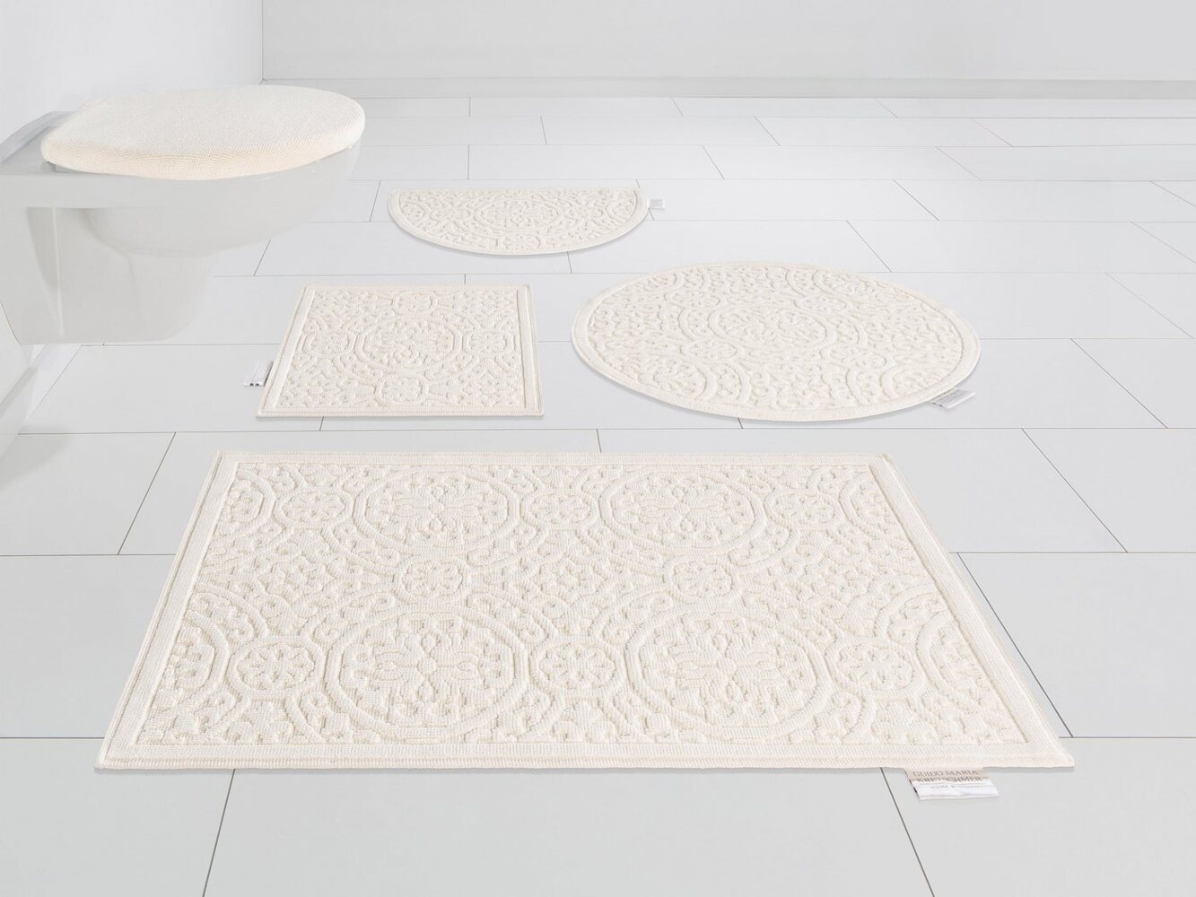 Guido Maria Kretschmer Home&Living Badematte Garden Pastels, Höhe 3 mm, rutschhemmend beschichtet, fußbodenheizungsgeeignet, schnell trocknend, strapazierfähig, Baumwolle, 2-tlg. Stand-WC Set, Badteppich, Hoch-Tief-Effekte, auch als 2 tlg. Set erhältlich Bild 1