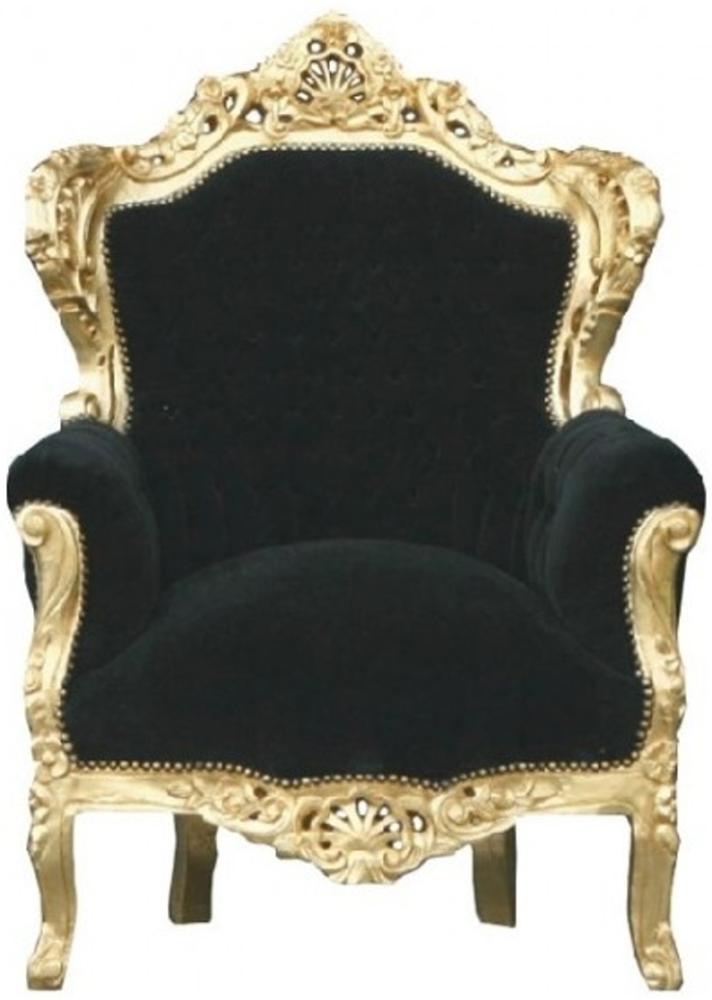 Casa Padrino Barock Sessel King Schwarz / Gold - Luxus Antik Stil Sessel Barockmöbel Barocksessel Bild 1