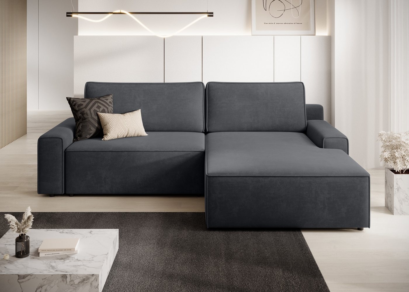 TRENDMANUFAKTUR Ecksofa Challenge, Schlafsofa mit Bettkasten, Couch in L-Form, Breite 245 cm, Recamiere beidseitig montierbar, auch in trendigem Cordstoff Bild 1