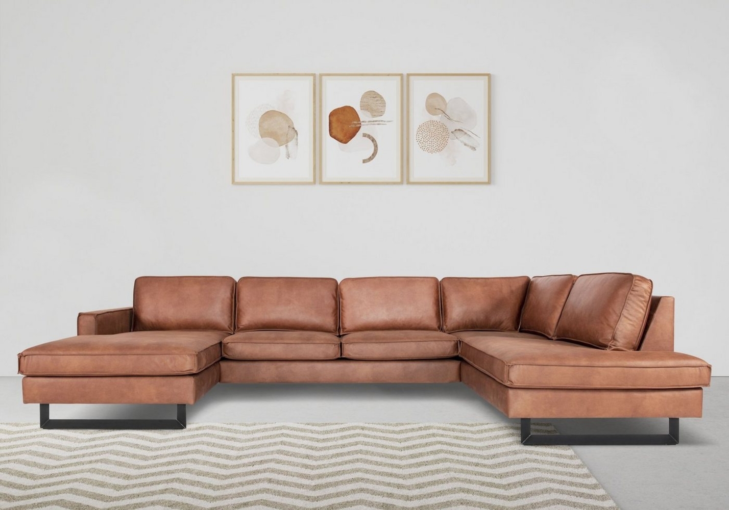 Places of Style Wohnlandschaft Pinto, 350 cm, U-Form, XXL, mit Ottomanen, Cord, Feincord, Luxus-Microfaser Leder und Chenille Bild 1