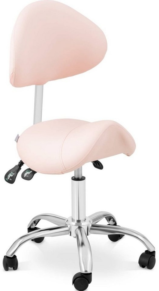 Physa Drehstuhl Sattelstuhl Sattelhocker mit Lehne Rollhocker Rosa & Silbern Bild 1