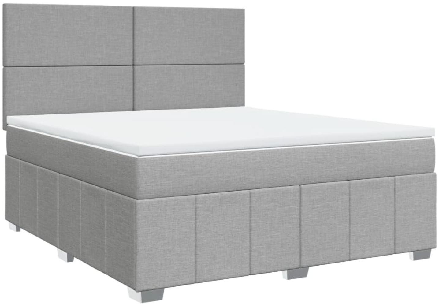 vidaXL Boxspringbett mit Matratze Hellgrau 180x200 cm Stoff 3291740 Bild 1