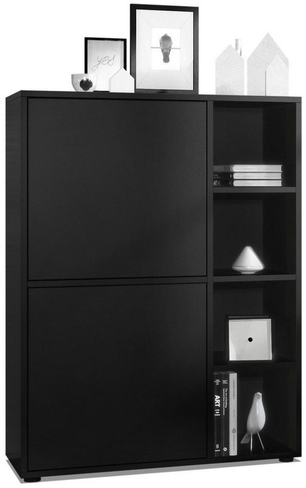 Highboard Schrank Anrichte Cuba mit 8 Fächern, Korpus in Schwarz matt / Fronten in Schwarz matt Bild 1