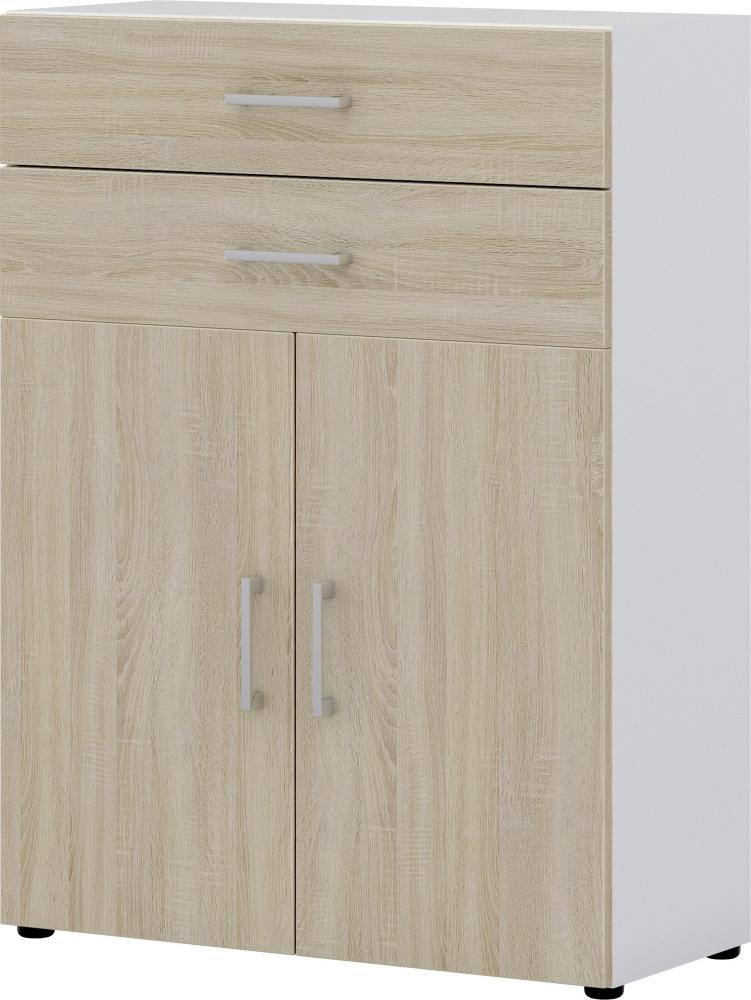 Aktenschrank IV - 2 Fächer, 2 Schubkästen - Weiß/Sonoma Eiche Bild 1