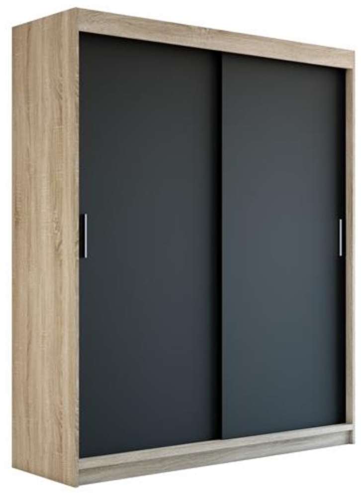 Schwebetürenschrank PAX 2-türig Schrank 180 cm (mit Spiegel) Farbe: Sonoma , schwarz Bild 1