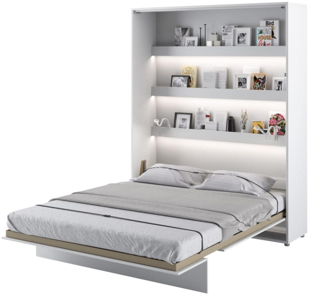 MEBLINI Schrankbett Bed Concept - BC-12 - 160x200cm Vertikal - Weiß Hochglanz/Weiß - Wandbett mit Lattenrost - Klappbett mit Schrank - Wandklappbett - Murphy Bed - Bettschrank Bild 1