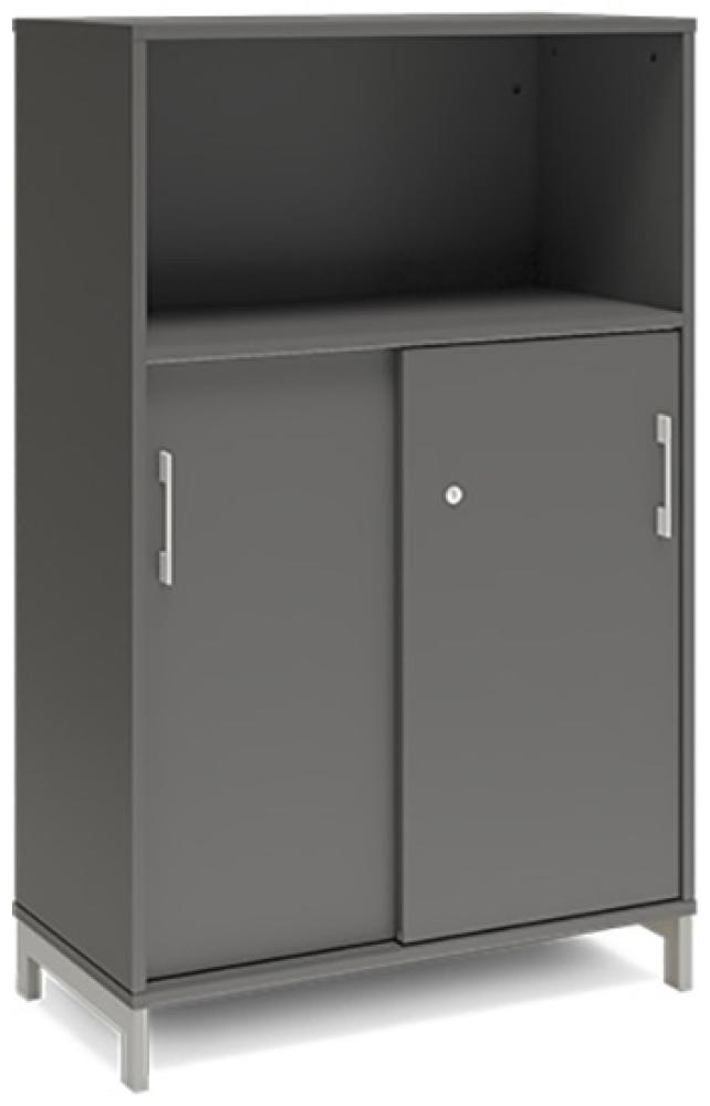 Büroschrank DNA 800x1275 mm Anthrazit/Weiß Schiebetür 3A4 Bild 1