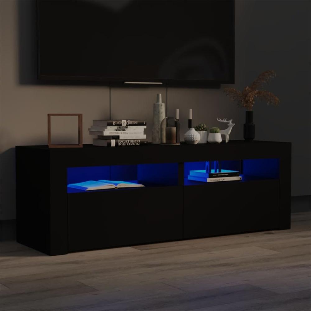 vidaXL TV-Schrank mit LED-Leuchten Schwarz 120x35x40 cm 804356 Bild 1