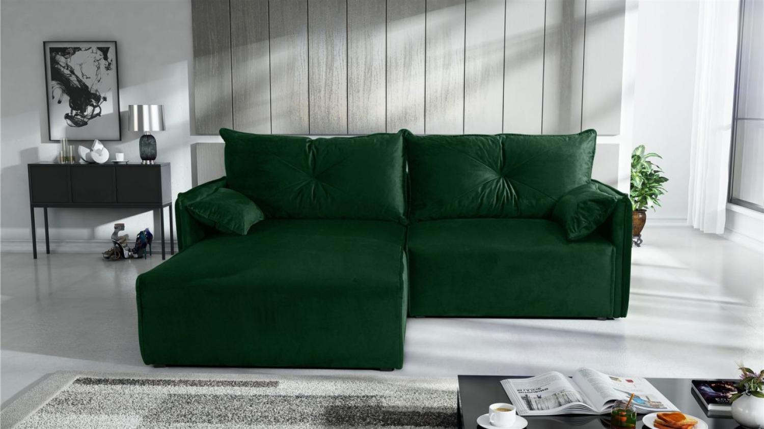 Ecksofa mit Schlaffunktion HUNTER XS in Stoff Royal Grün Ottomane Links Bild 1