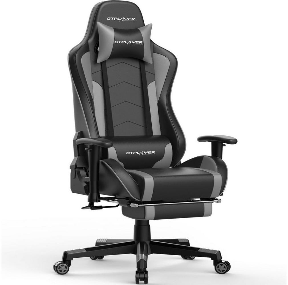 GTPLAYER Gaming-Stuhl Bürostuhl Gamer Stuhl mit Fußstützen Bluetooth Lautsprecher, Ergonomischer Musik Computerstuhl inkl. Lendenwirbel- und Nackenkissen Bild 1