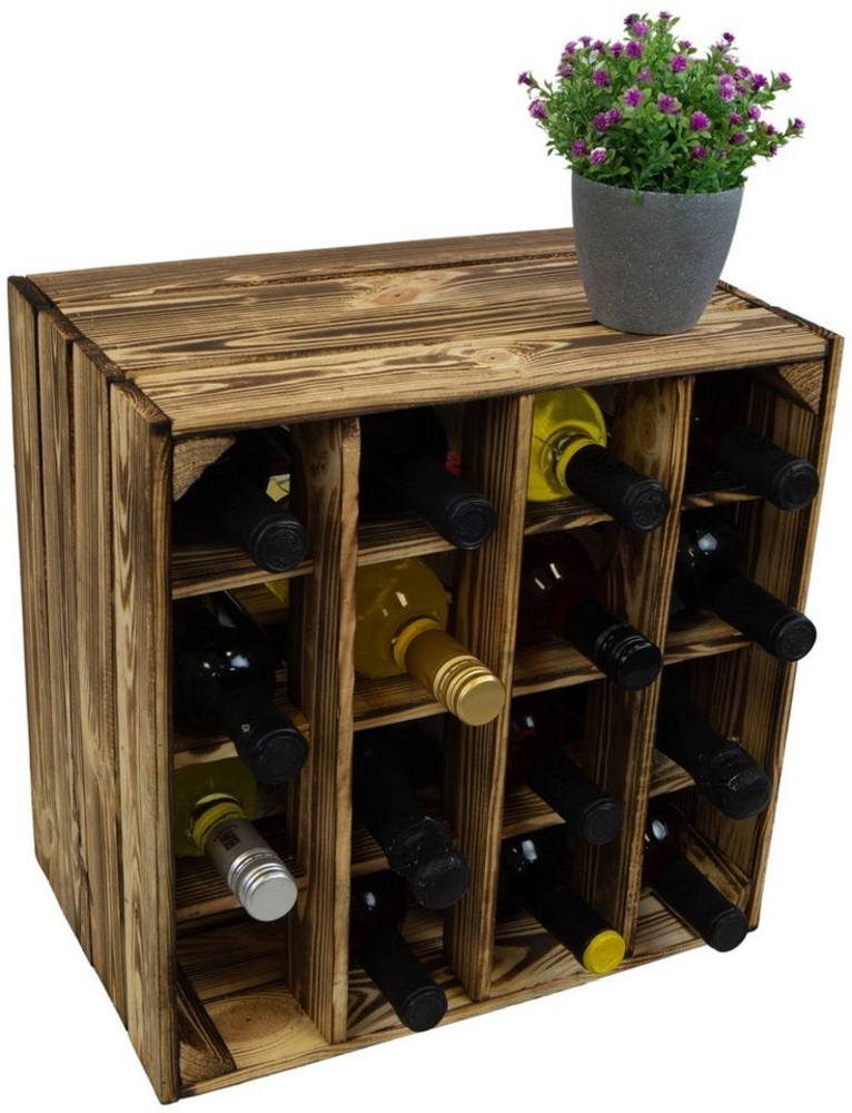 Kistenkolli Altes Land Allzweckkiste Geflammtes Weinregal 16er 40cmx40x27cm Obstkiste Weinkiste Weinhalter (Spar-Set) Bild 1