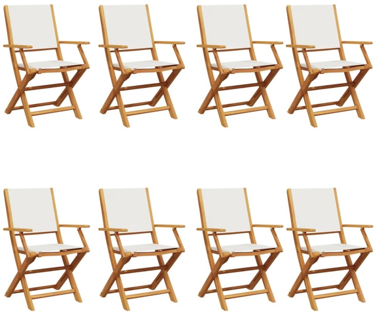 vidaXL Gartenstühle 8 Stk. Klappbar Cremeweiß Stoff und Massivholz 3214576 Bild 1