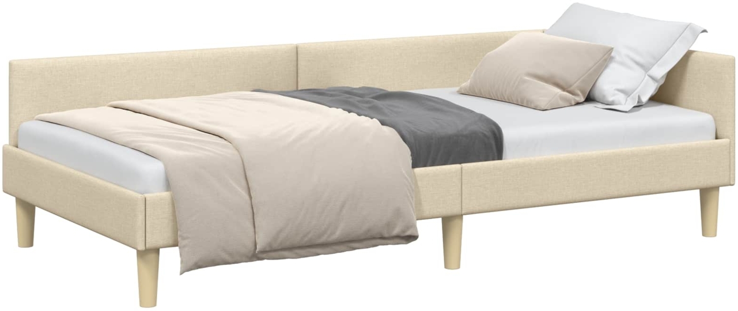 vidaXL Eckbettgestell mit Kopfteil Creme 90 x 200 cm Stoff 42016123 Bild 1