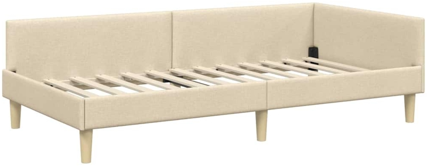 vidaXL Eckbettgestell mit Kopfteil Creme 90 x 200 cm Stoff 42016123 Bild 1